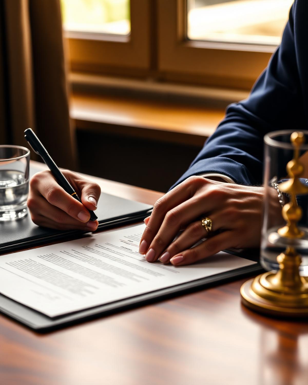 Founder signing a business formation document with a fountain pen
